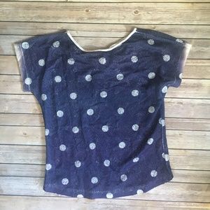 jessie & J blue shirt with a bow on back